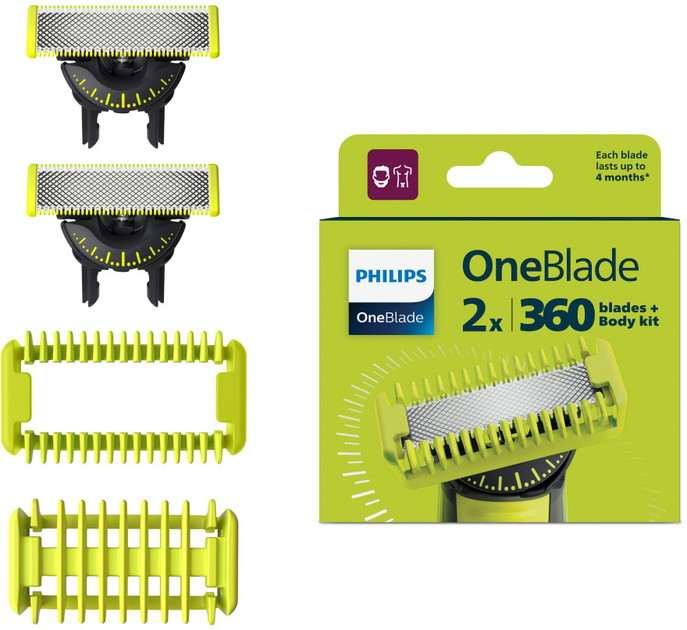 Набір Philips OneBlade Електростанок 360 QP2724/23 + Змінні леза 360 QP624/50 з насадками для тіла 2 шт (8720689029094/8720689031875) - зображення 3