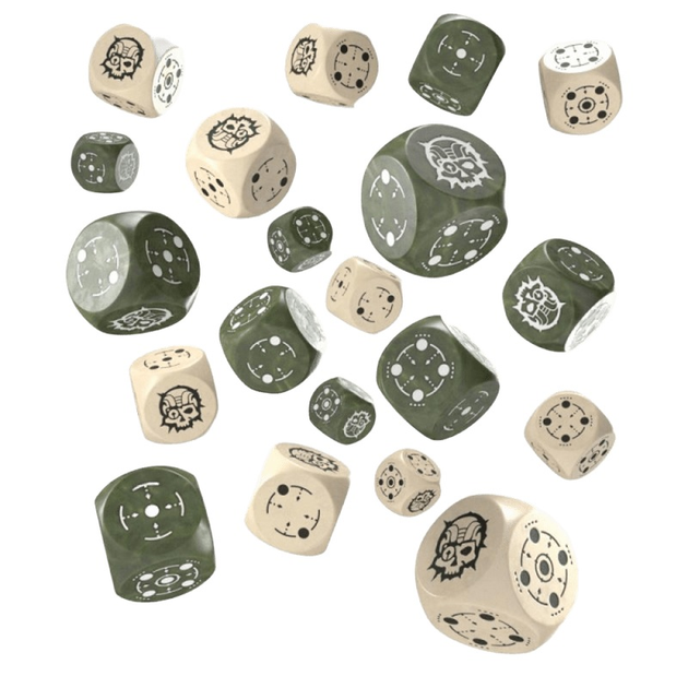 Zestaw kości Q-Workshop Crosshairs Compact D6 RPG Dice Kit Celownik 20 elementów Beżowo-oliwkowy (5907699497348) - obraz 1