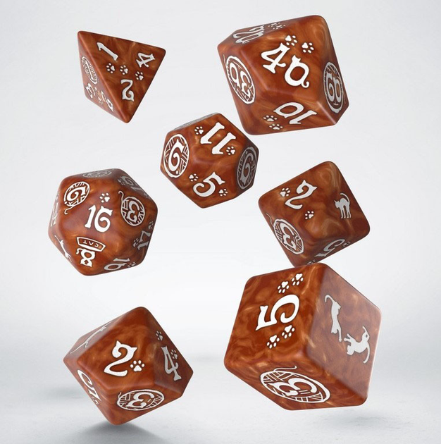Набір кісток Q-Workshop Cats Dice Kit Кіт Мафін 7 деталей Карамельний (5907699496563) - зображення 3
