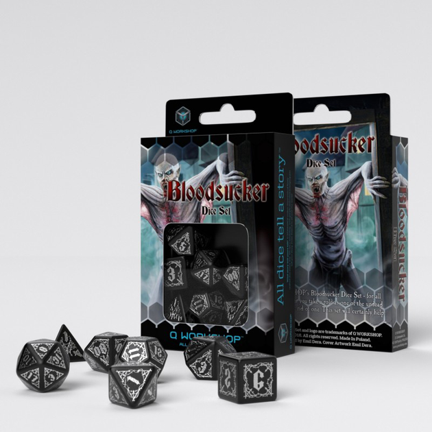 Zestaw kości Q-Workshop Bloodsucker Dice Kit Krwiopijca 7 elementów (5907699493937) - obraz 2