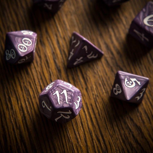 Набір кісток Q-Workshop Classic RPG Dice Kit Класичний 7 деталей Лавандово-білі (5907699493852) - зображення 4