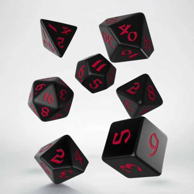Набір кісток Q-Workshop Classic Runic Dice Kit Класичний Рунічний 7 деталей Чорно-червоні (5907699494279) - зображення 4