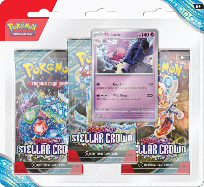 Набір карток Pokemon Scarlet Violet Stellar Crown 3-Pack Blister x 12 шт (0820650869082) - зображення 3