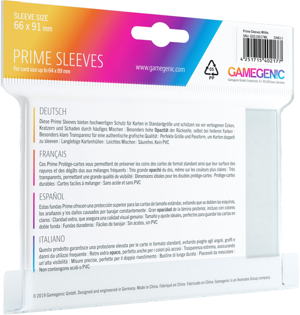 Набір кишень для карт Gamegenic Prime CCG Sleeves 6.6 x 9.1 см 100 шт Білі (4251715402177) - зображення 2