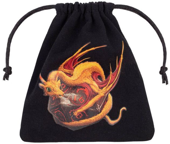 Woreczek Q-Workshop Dice Bag Smok na kości i żetony 11 x 12 cm Czarny (5907699496303) - obraz 1