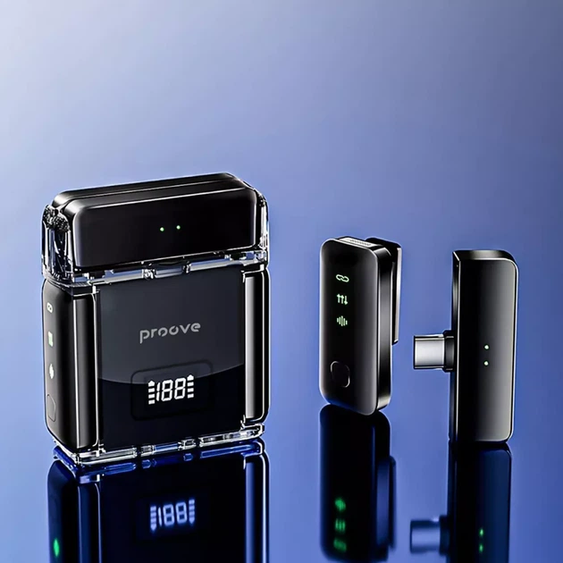 Бездротовий петличний мікрофон Type-C / Lightning Wireless Microphone Proove Live - Чорний - зображення 2