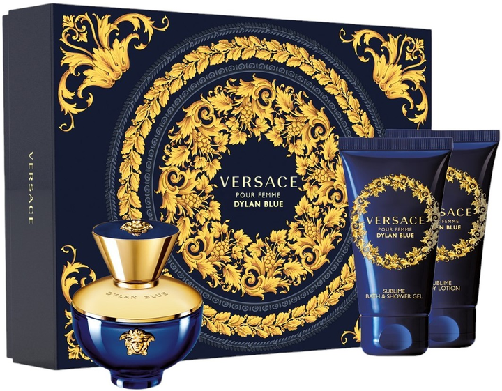 Набір для жінок Versace Dylan Blue Pour Femme Парфумована вода 50 мл + Лосьйон для тіла 50 мл + Гель для душу 50 мл (8011003876747) - зображення 1