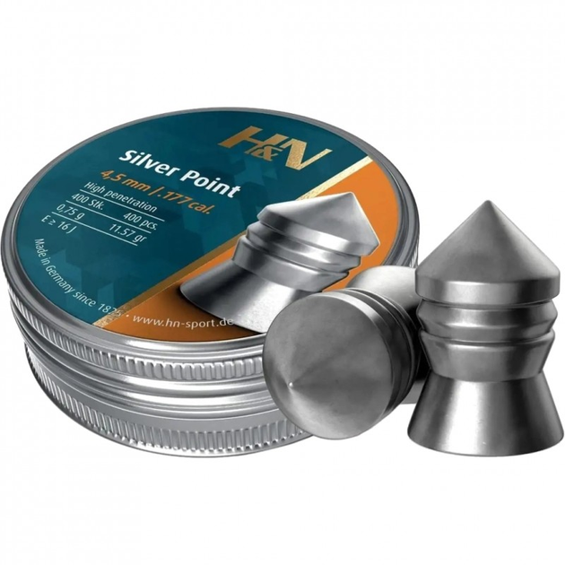 Пульки H&N Silver Point 4,5 мм 0,75 г 400 шт/уп (92344500004) (237868) - изображение 1