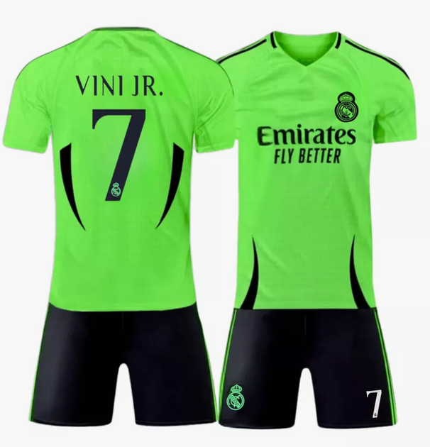 Форма футбольная детская Vini jr. №7 Реал Мадрид (Real Madrid) 2025, р.28 рост- 150-155 (салатова) - Фото 2 Форма футбольная детская Vini jr. №7 Реал Мадрид (Real Madrid) 2025, р.28 рост- 150-155 (салатова) - изображение 2
