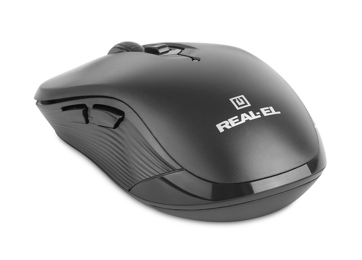 Мышка REAL-EL RM-331W, беспроводная, бесшумные кнопки, черная - изображение 2