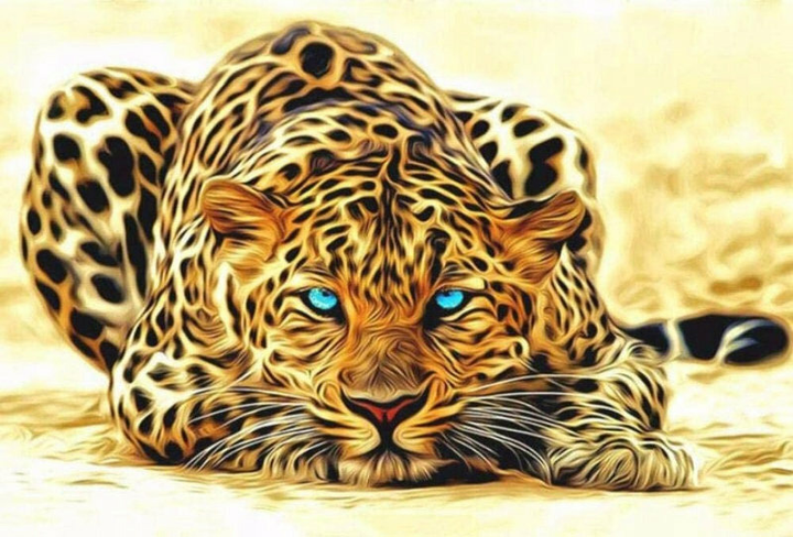 Zestaw do haftu diamentowego Norimpex Leopard czający się 30 x 40 cm (5902444072948) - obraz 1