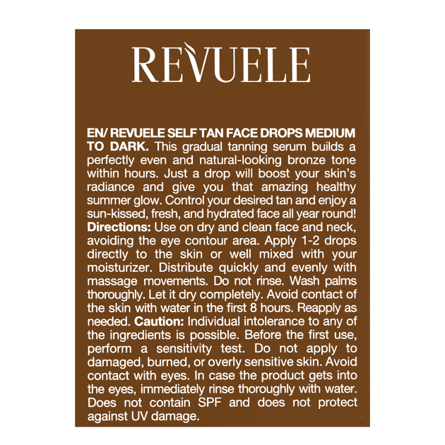 Автозагар для лица темный Revuele Salf Tan Face Drop Medium to Dark 30 мл - Фото 4 Автозагар для лица темный Revuele Salf Tan Face Drop Medium to Dark 30 мл - изображение 4