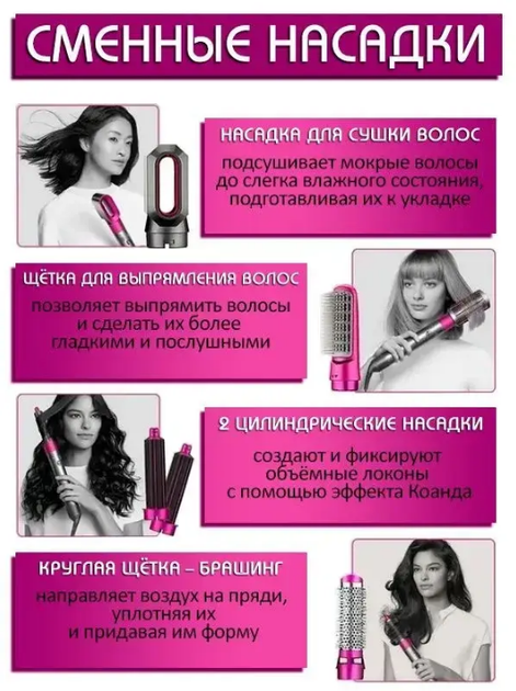 Фен мультистайлер 5 в 1 зі шкіряним кейсом 1000 Вт - зображення 10