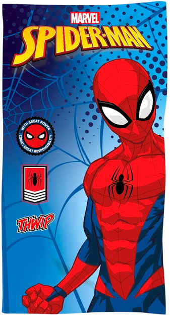 Пляжний рушник Marvel Spiderman THWIP 70 x 140 см Синьо-червоний (8435631339090) - зображення 1