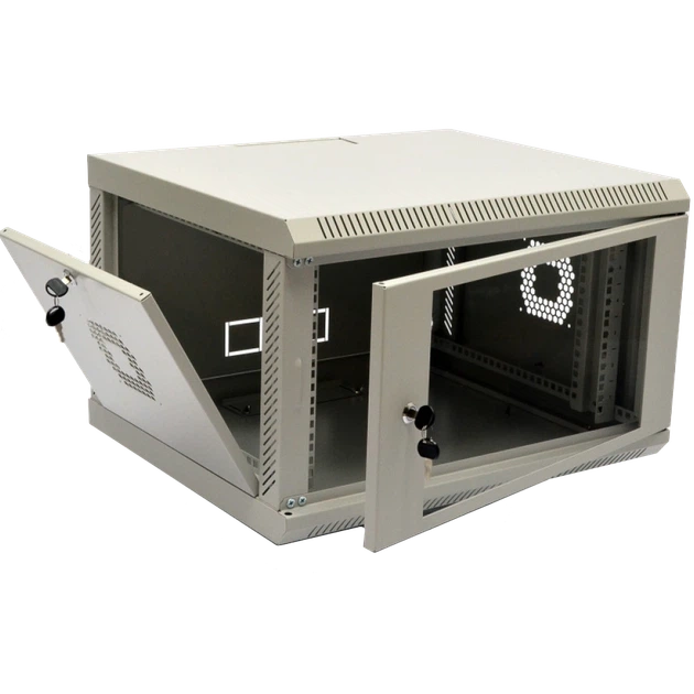 Шафа 19" 6U, 600х500х373 мм акрилове скло сіра - Фото 2 Шафа 19" 6U, 600х500х373 мм акрилове скло сіра - зображення 2