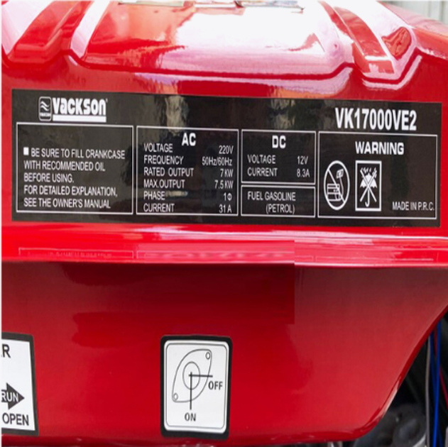 Бензиновий генератор Vackson VK17000VE 7,5 кВт, AVR, мідна обмотка електростартер - изображение 3
