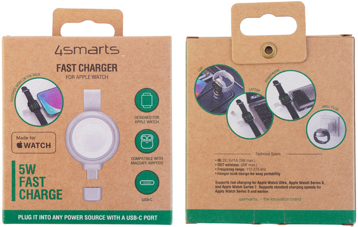 Bezprzewodowa ładowarka 4smarts do Apple Watch 5V/1A Silver (4252011908011) - obraz 4