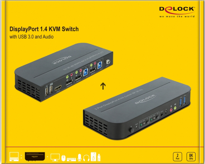 Przełącznik KVM Delock 8K30Hz DP 1.4, USB 3.0, 3.5 mm (4043619114825) - obraz 4