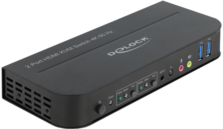 KVM-перемикач Delock 4K60Hz HDMI, USB 3.0, 3.5 mm (4043619114818) - зображення 1