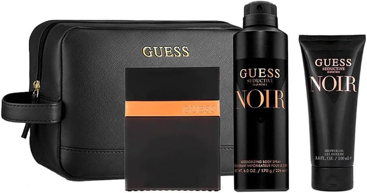 Набір для чоловіків Guess Seductive Noir Homme Туалетна вода 100 мл + Гель для душу 100 мл + Дезодорант 226 мл + Косметичка (85715329776) - зображення 2