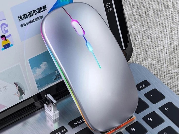 Беспроводная RGB мышь PANTXIKE с Bluetooth 5.0, 1600 DPI и встроенным аккумулятором (серебристый) - изображение 2