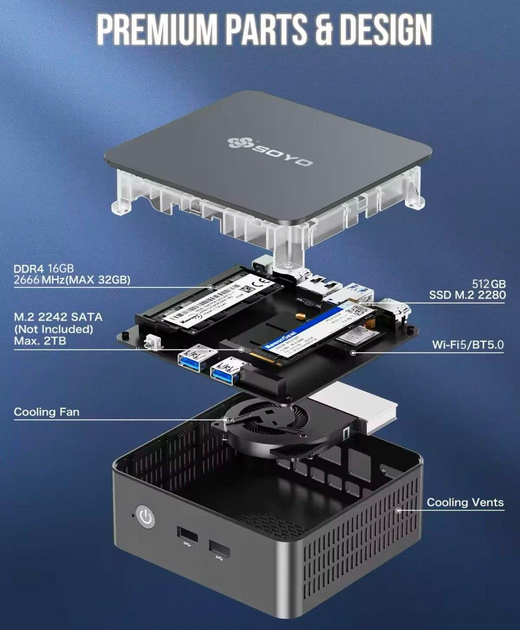 新品 SOYO M2 Plus ミニPC N100 16GB 512GB Amazon.co.jp: SOYO M2 Plus Mini PC、Intel 第12世代 Alder