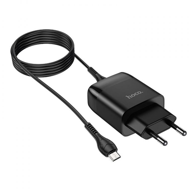 Зарядний пристрій зі швидкою зарядкою QC 3.0 для телефону + кабель MicroUSB HOCO C72Q |1USB, 3A| Черный - зображення 4