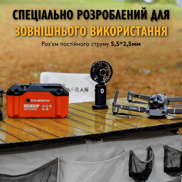 Аккумуляторная батарея ECO-WORTHY LiFePO4 12V 20Ah (256Wh), 4000+ циклов - изображение 6