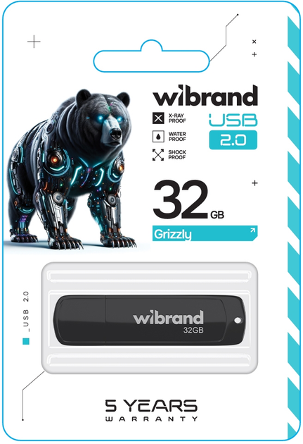 Флеш память USB Wibrand Grizzly 32GB USB 2.0 Black (WI2.0/GR32P3B) - изображение 2