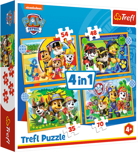 Puzzle Trefl Wakacyjny Psi Patrol 4 w 1 (5900511343953) - obraz 1