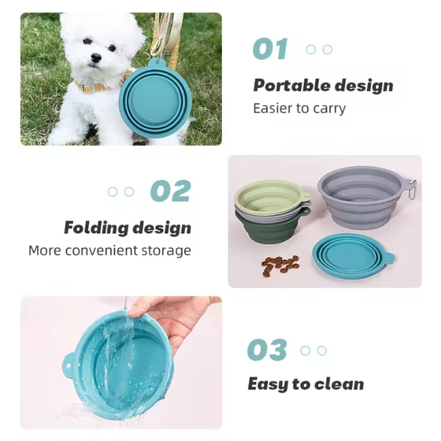 Силіконова складна дорожня миска Derby Collapsible silicone pet bowl, 400 мл Чорний - зображення 2