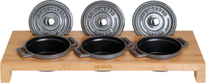 Stojak Staub Fiesta na 3 mini Cocotte drewniany (3272341906984) - obraz 2