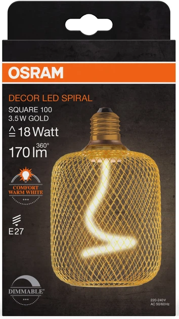 Світлодіодна лампа Osram Decor Spiral SQ Filament Е27 DIM золото (4058075840225) - зображення 3