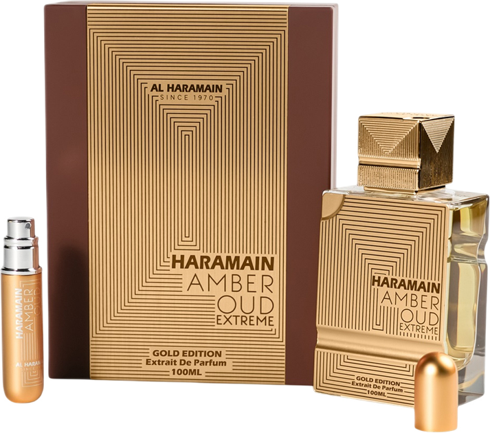 Zestaw unisex Al Haramain Perfumy Amber Oud Gold Edition Extreme 100 ml + Atomizer do napełniania 10 ml (6291106813067) - obraz 1