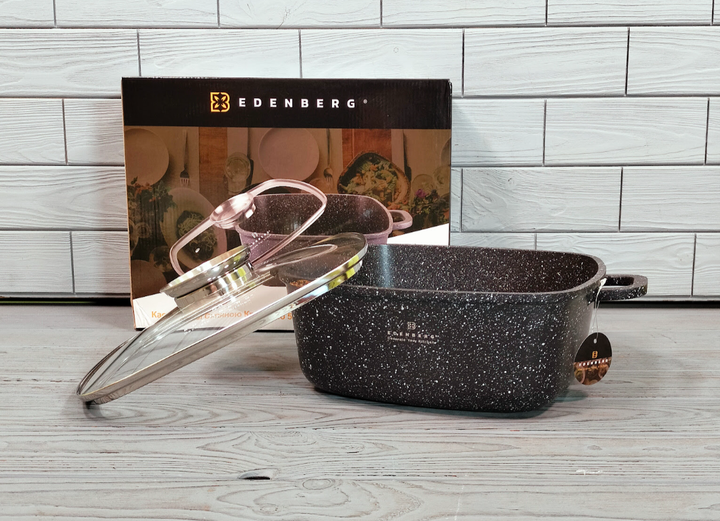 Каструля – казан Edenberg з мармуровим антипригарним покриттям та кришкою 5.5 л (EB-8114) - Фото 4 Каструля – казан Edenberg з мармуровим антипригарним покриттям та кришкою 5.5 л (EB-8114) - зображення 4
