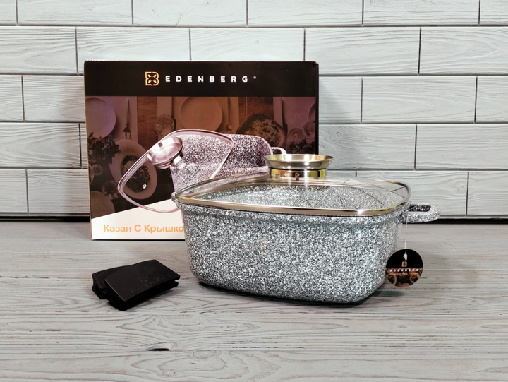 Каструля – казан Edenberg з гранітним антипригарним покриттям та кришкою 5.5 л (EB-3974) - зображення 2