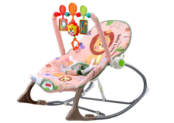 Гойдалка-ліжко LEAN Toys Вібрація та звук 2 в 1 Лев (5905991005230) - зображення 3