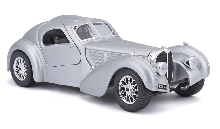 Metalowy model samochodu BBurago Bugatti Atlantic 1936 1:24 srebrny (4893993220922) - obraz 4