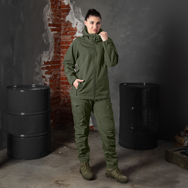 Жіноча куртка Stalker SoftShell Олива (7441), S - изображение 2