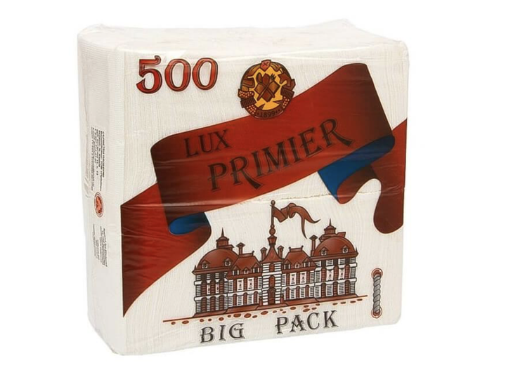 Серветки столові квадратні білі LUX PRIMIER одношарові 500 шт. - зображення 2