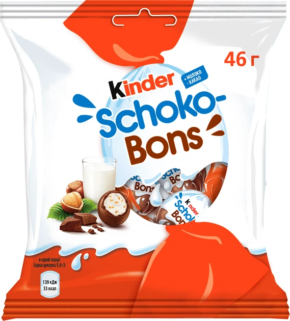 Упаковка конфет Kinder Шоко-Бонс із молочного шоколаду 46 г х 12 шт - зображення 2