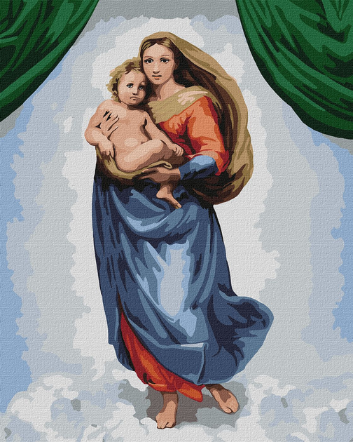 Malowanie po numerach Ideyka Madonna Sykstyńska 40x50 cm (4823104335566) - obraz 1