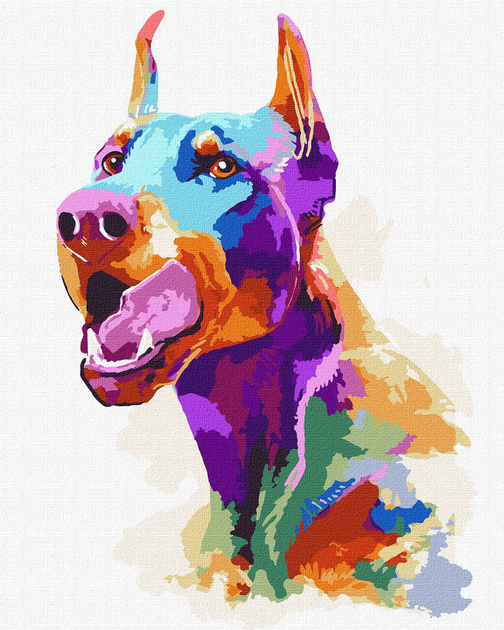 Malowanie po numerach Ideyka Doberman pop-art 40x50 cm (4823104332725) - obraz 1