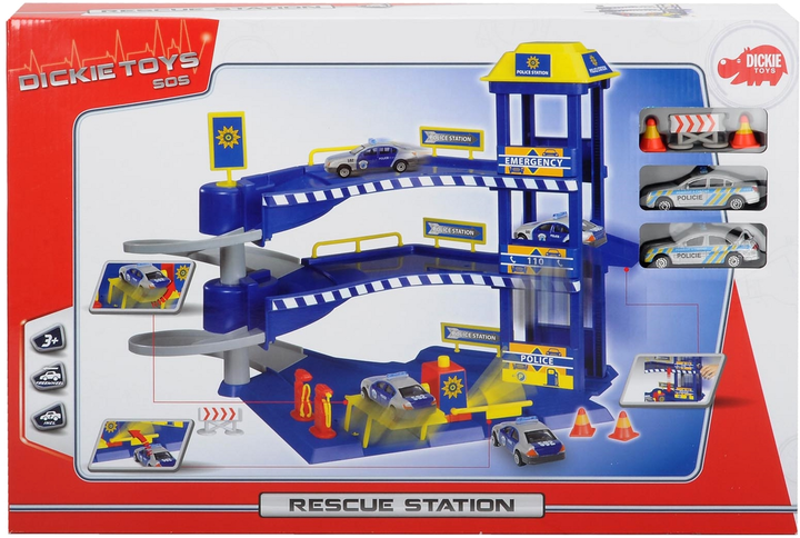 Zestaw do zabawy Dickie Toys Stacja ratunkowa z 2 samochodami Niebieska (4006333043024) - obraz 3