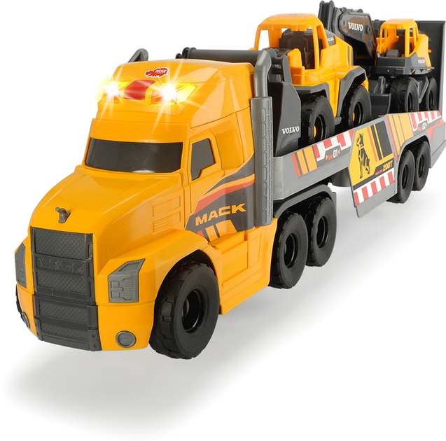 Ігровий набір Dickie Toys Вантажівка Мак з причепом, екскаватором і навантажувачем Вольво, зі звуком і світловими ефектами 70 см (4006333065941) - зображення 3