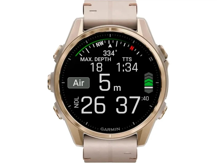 Спортивний годинник Garmin Fenix 8 43mm AMOLED Sapphire Soft Gold with Limestone Leather Band (010-02903-40) - изображение 2