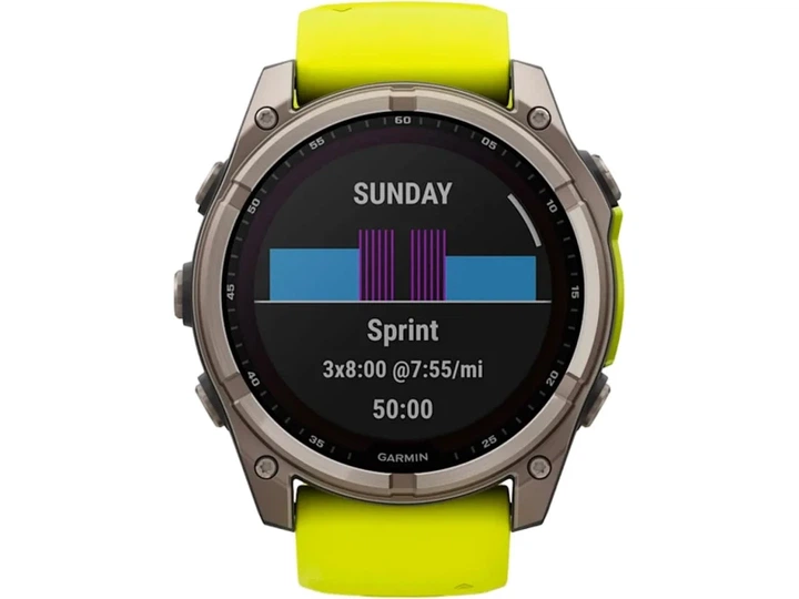 Спортивний годинник Garmin Fenix 8 47mm Solar Sapphire Titanium w. Amp Yellow/Graphite Silicone Band (010-02906-20/21) - изображение 2