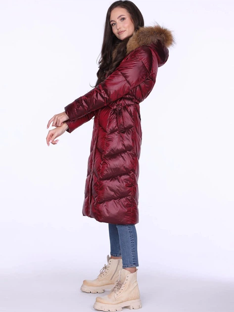 Kurtka puchowa damska długa PERSO BLH220032FR S Winna (5908312938781) - obraz 3