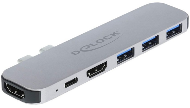 Док-станція Delock for MacBook Dual HDMI 4K/PD/Hub Grey (4043619877539) - зображення 1