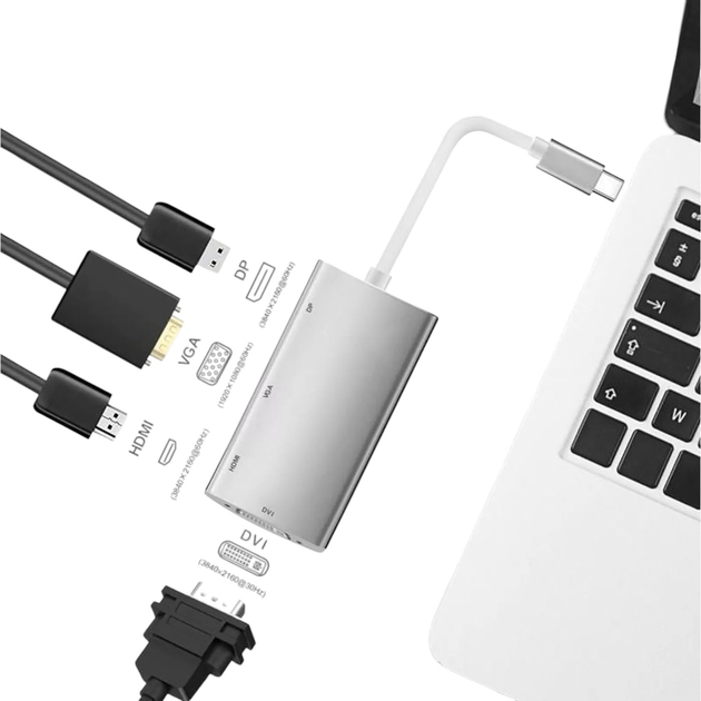 Stacja dokująca Helos USB 3.1 Type-C St./DP/HDMI/DVI/VGA Bu, Premium 4K Silver (4005938883882) - obraz 3
